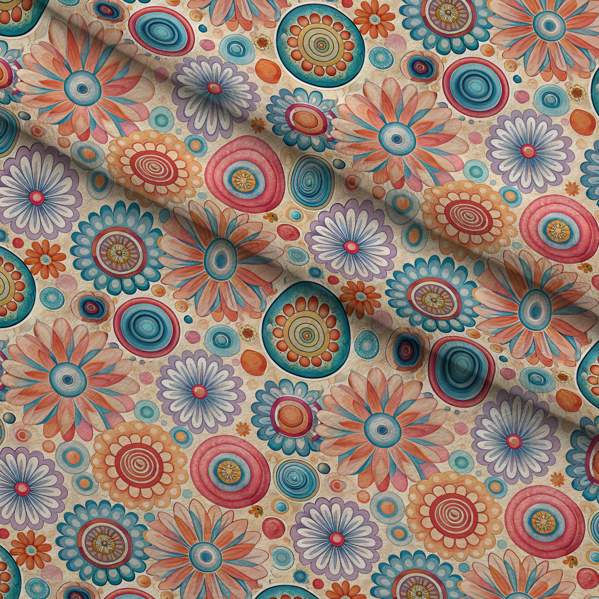Funky Daisy Watercolor Pattern 22 Minky Fabric — plush minky folded close-up preview (mv-minky-v1:lying)