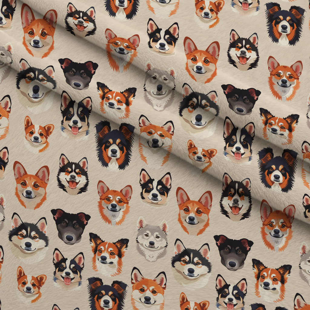 Furry Faces Pattern 10 Minky Fabric — plush minky folded close-up preview (mv-minky-v1:lying)