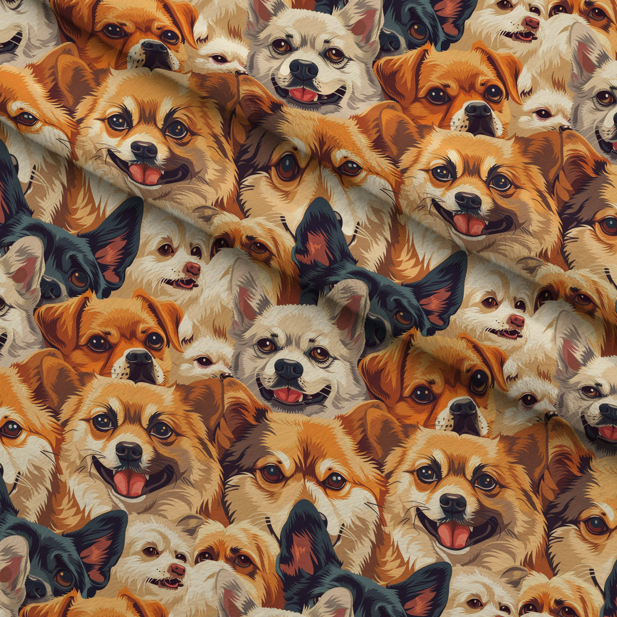 Furry Faces Pattern 12 Minky Fabric — plush minky folded close-up preview (mv-minky-v1:lying)