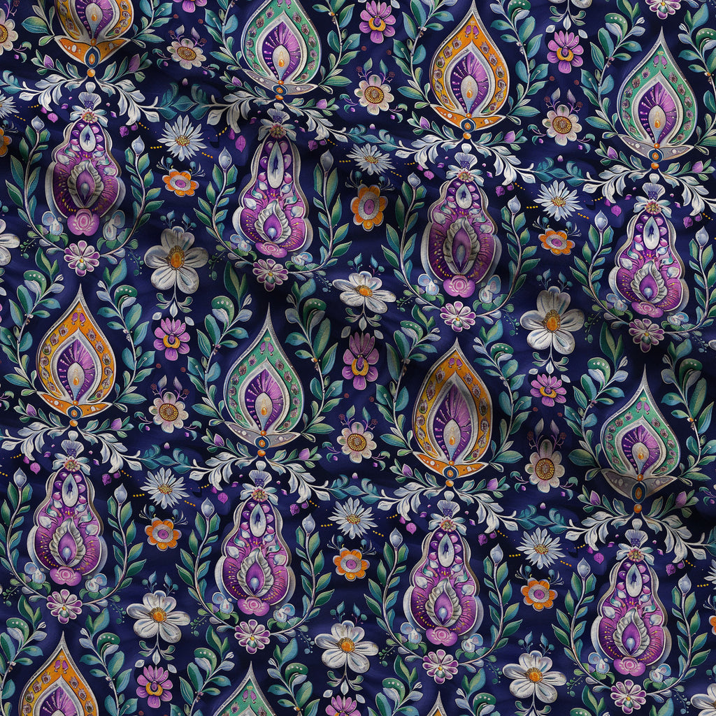 Gilded Boteh Blooms Pattern 10 Minky Fabric — plush minky folded close-up preview (mv-minky-v1:lying)