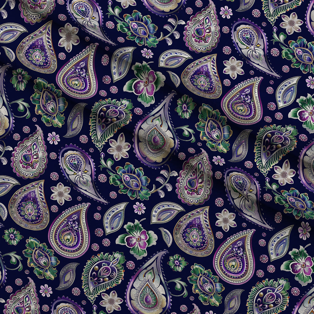 Gilded Boteh Blooms Pattern 3 Minky Fabric — plush minky folded close-up preview (mv-minky-v1:lying)