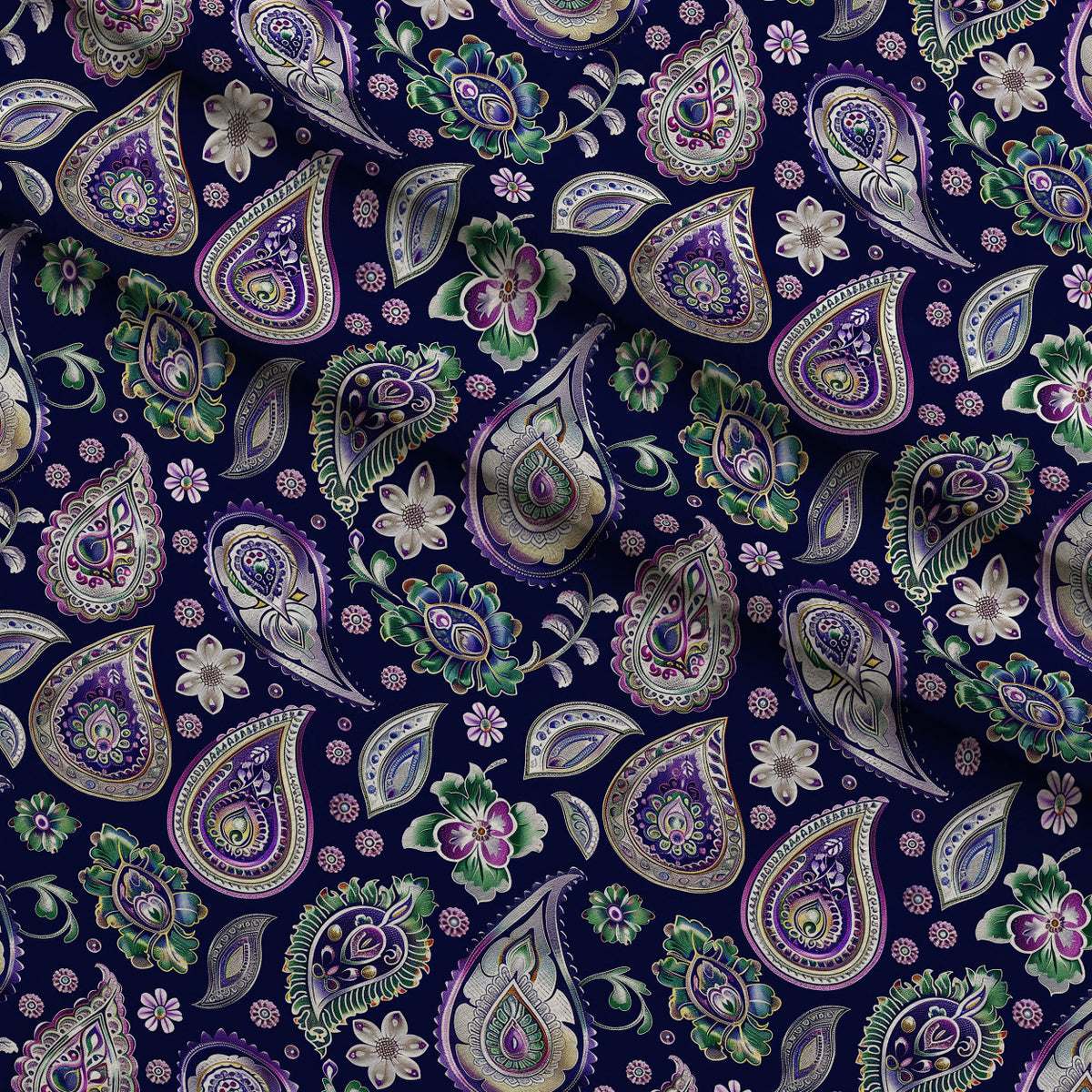 Gilded Boteh Blooms Pattern 3 Minky Fabric — plush minky folded close-up preview (mv-minky-v1:lying)