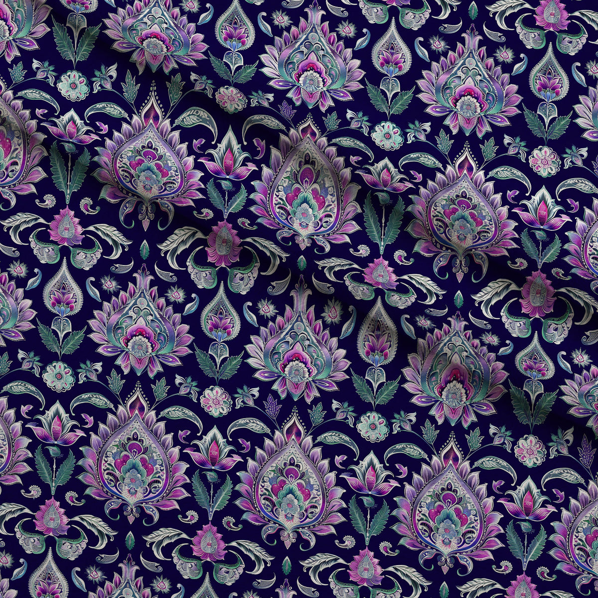 Gilded Boteh Blooms Pattern 4 Minky Fabric — plush minky folded close-up preview (mv-minky-v1:lying)