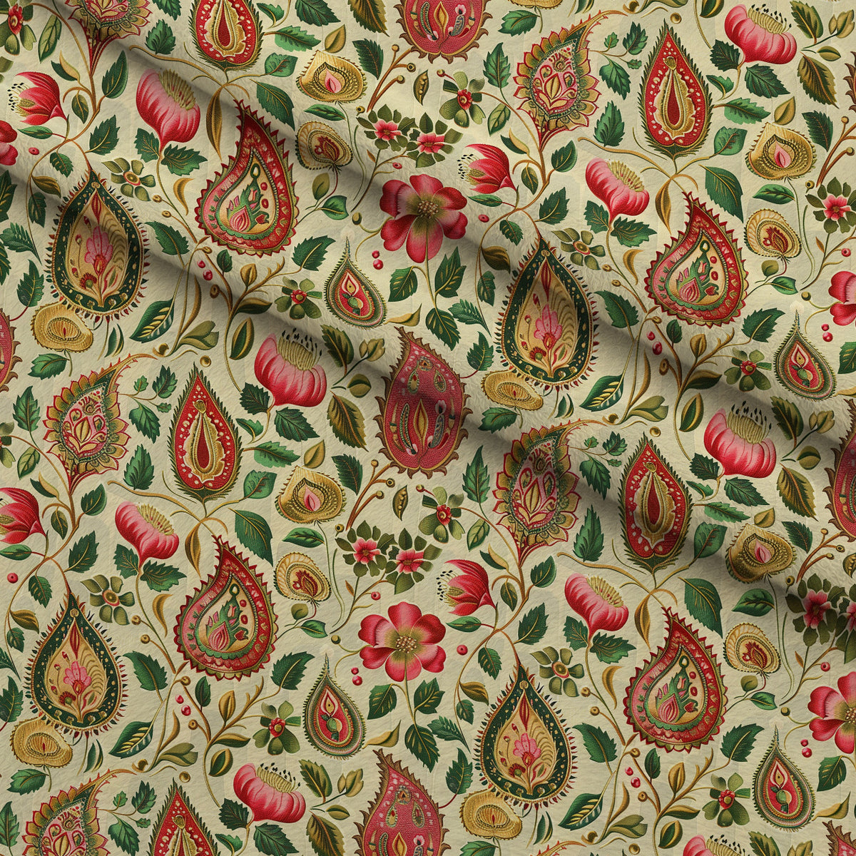 Gilded Boteh Blooms Pattern 5 Minky Fabric — plush minky folded close-up preview (mv-minky-v1:lying)