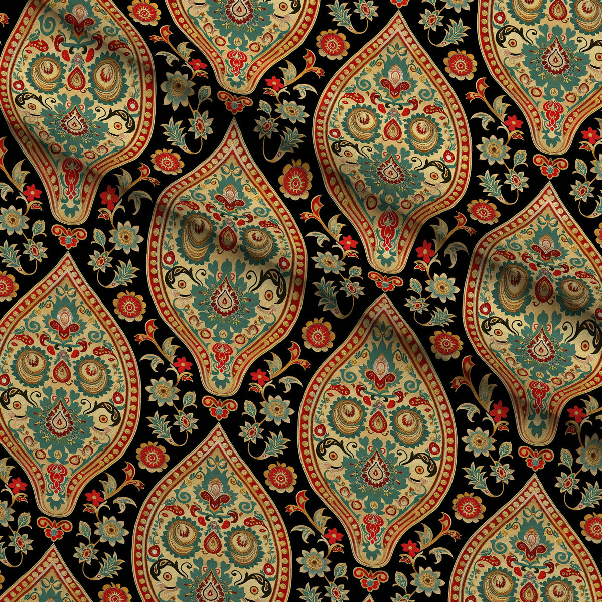 Gilded Boteh Blooms Pattern 6 Minky Fabric — plush minky folded close-up preview (mv-minky-v1:lying)