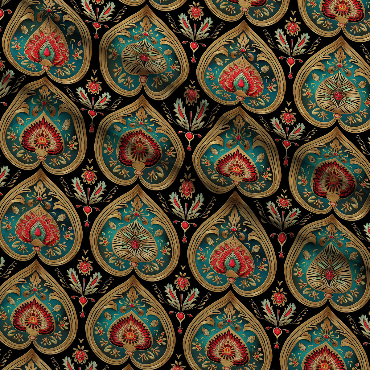Gilded Boteh Blooms Pattern 7 Minky Fabric — plush minky folded close-up preview (mv-minky-v1:lying)