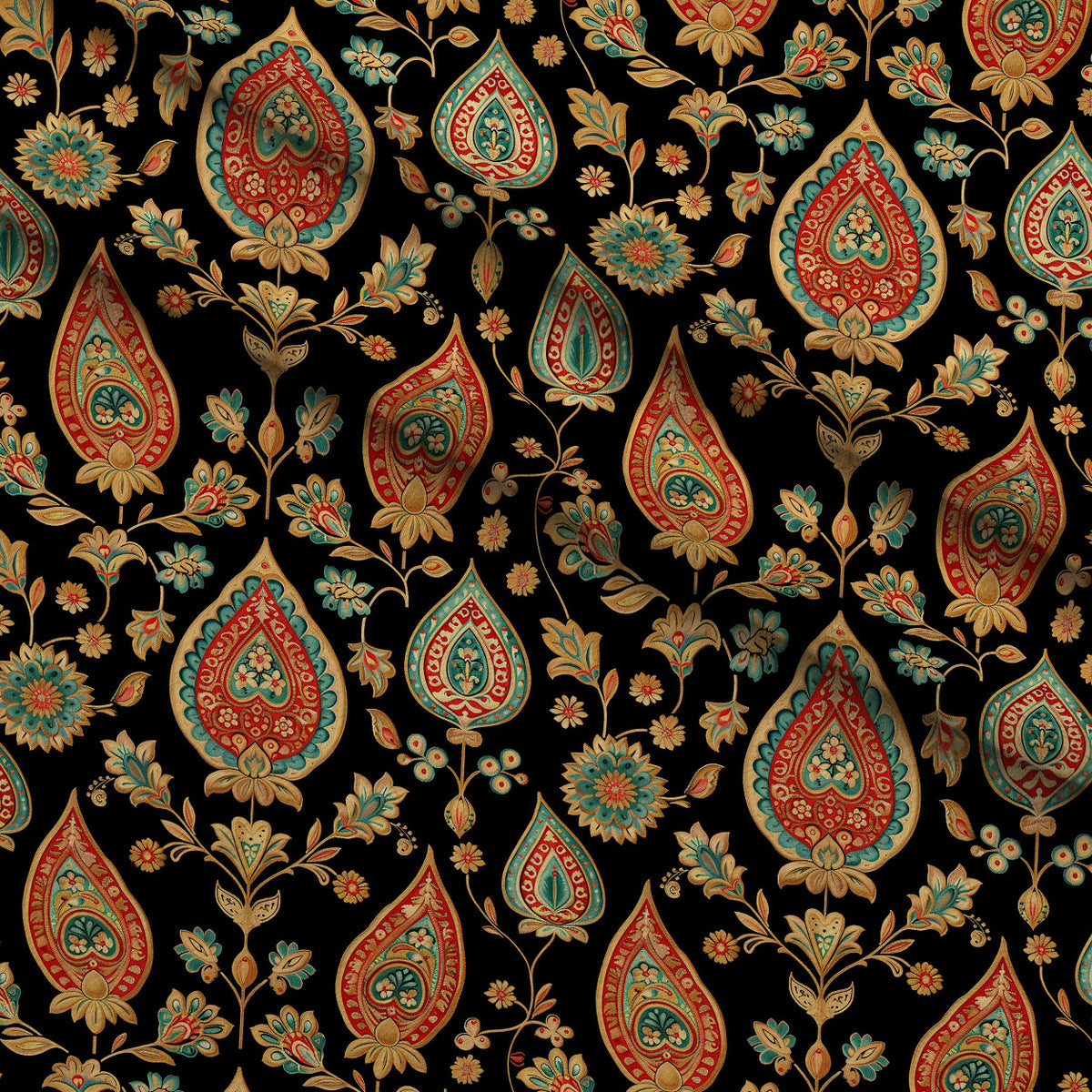 Gilded Boteh Blooms Pattern 8 Minky Fabric — plush minky folded close-up preview (mv-minky-v1:lying)