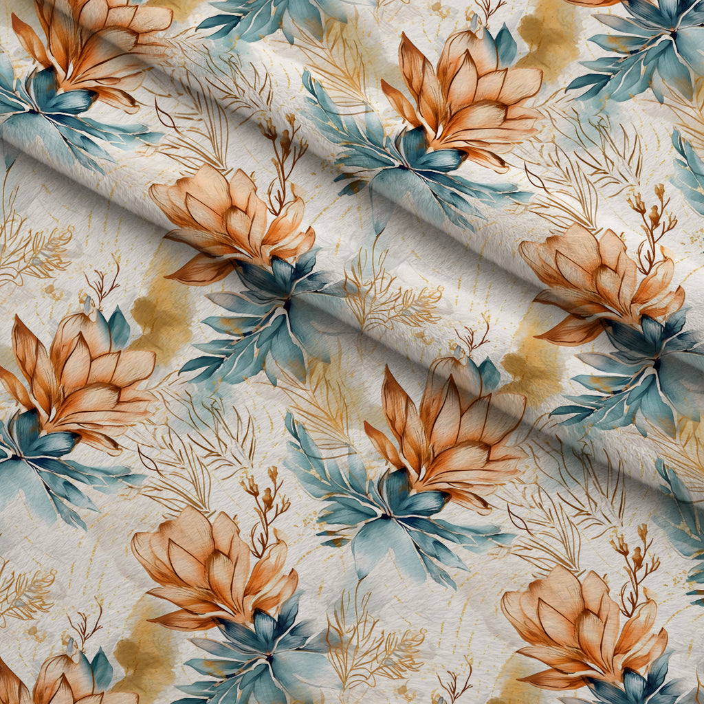 Gilded Coastal Blooms Pattern 1 Minky Fabric — plush minky folded close-up preview (mv-minky-v1:lying)