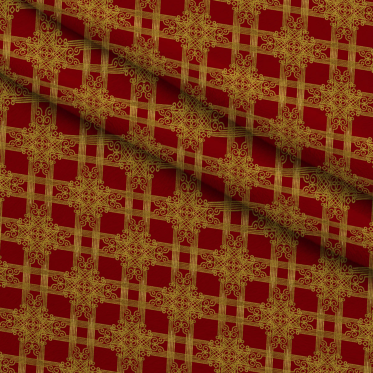 Gilded Crimson Pattern 3 Minky Fabric — plush minky folded close-up preview (mv-minky-v1:lying)