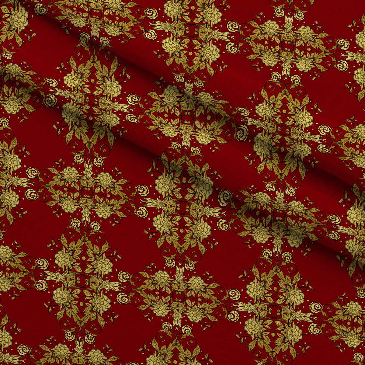 Gilded Crimson Pattern 5 Minky Fabric — plush minky folded close-up preview (mv-minky-v1:lying)