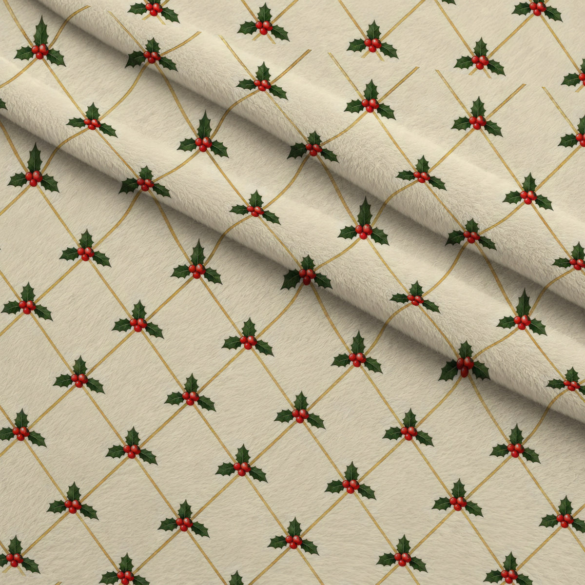 Gilded Evergreen Holiday Pattern 10 Minky Fabric — plush minky folded close-up preview (mv-minky-v1:lying)
