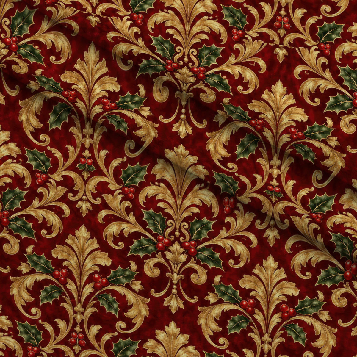 Gilded Evergreen Holiday Pattern 4 Minky Fabric — plush minky folded close-up preview (mv-minky-v1:lying)