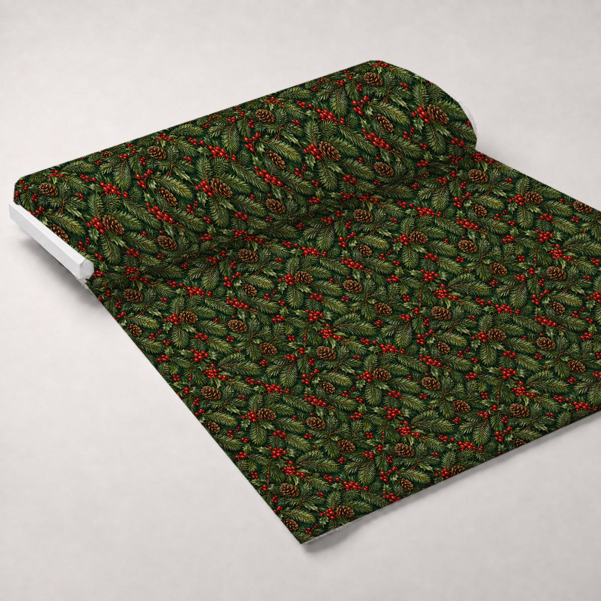Gilded Evergreen Holiday Pattern 6 Minky Fabric — plush minky unrolled bolt preview (mv-minky-v1:bolt)