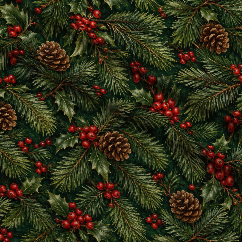 Gilded Evergreen Holiday Pattern 6 Minky Fabric — plush minky folded close-up preview (mv-minky-v1:lying)