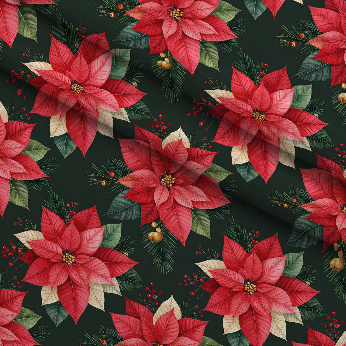Gilded Evergreen Revelry Pattern 2 Minky Fabric — plush minky folded close-up preview (mv-minky-v1:lying)
