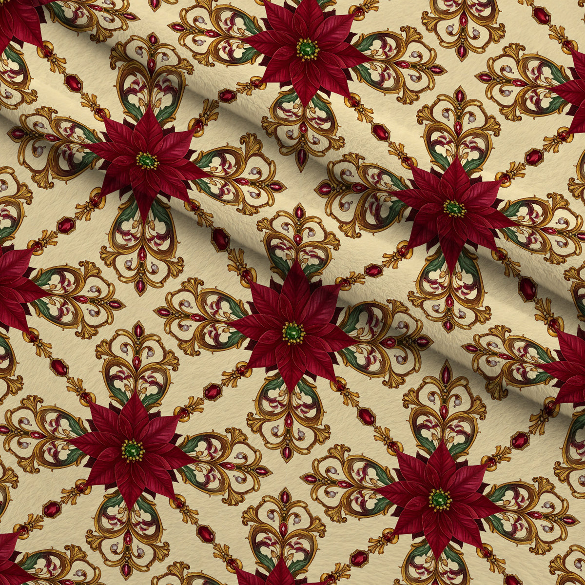 Gilded Evergreen Revelry Pattern 26 Minky Fabric — plush minky folded close-up preview (mv-minky-v1:lying)