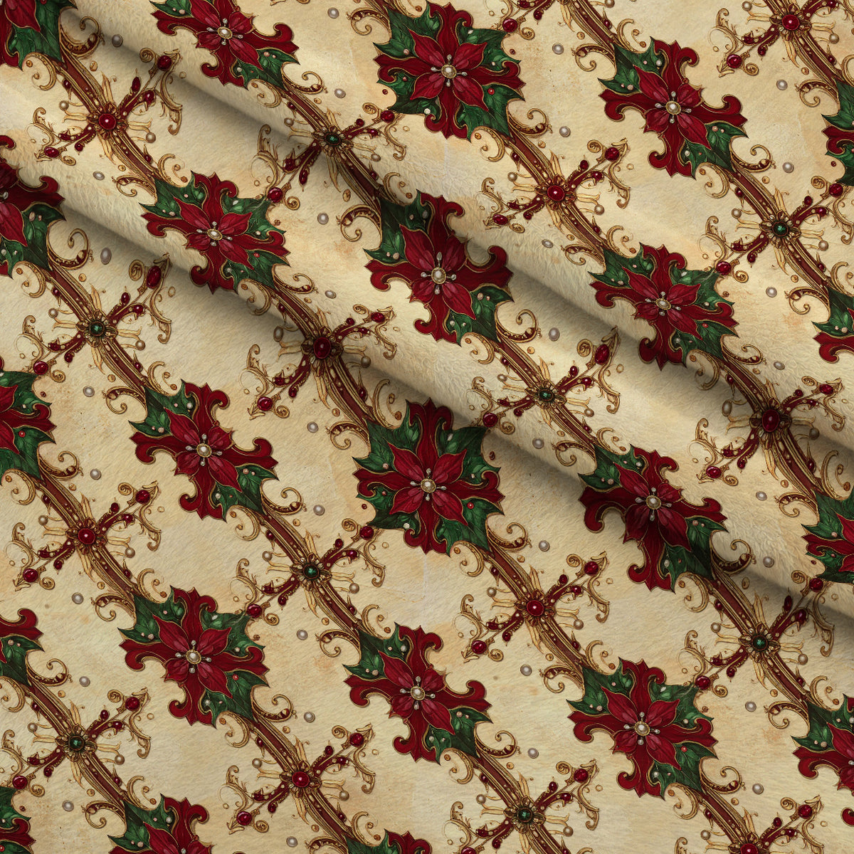 Gilded Evergreen Revelry Pattern 27 Minky Fabric — plush minky folded close-up preview (mv-minky-v1:lying)