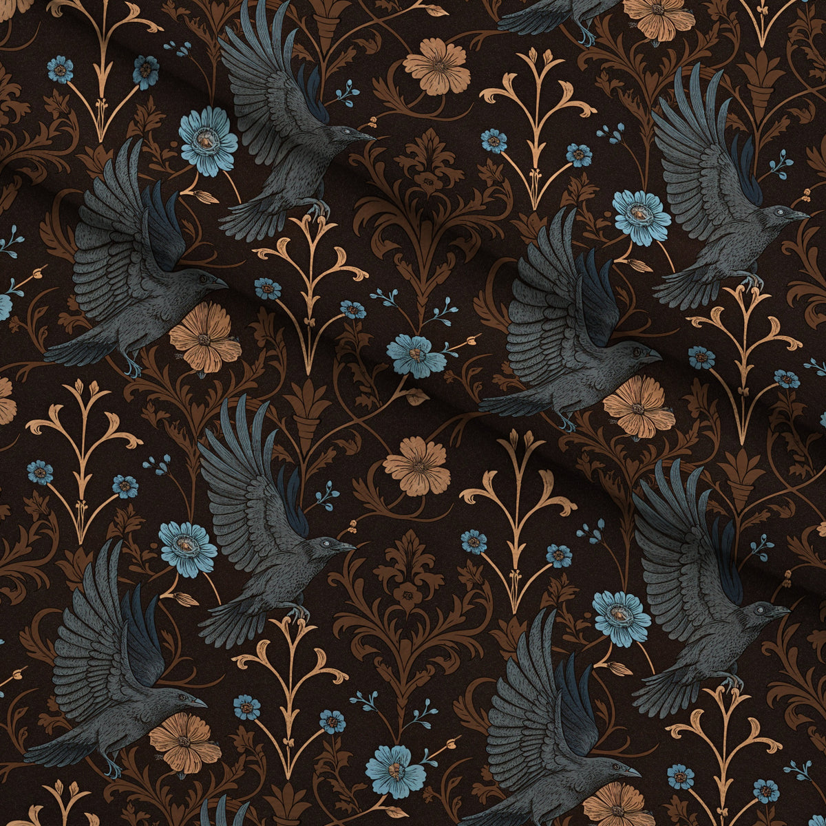 Gilded Falcons Pattern 12 Minky Fabric — plush minky folded close-up preview (mv-minky-v1:lying)