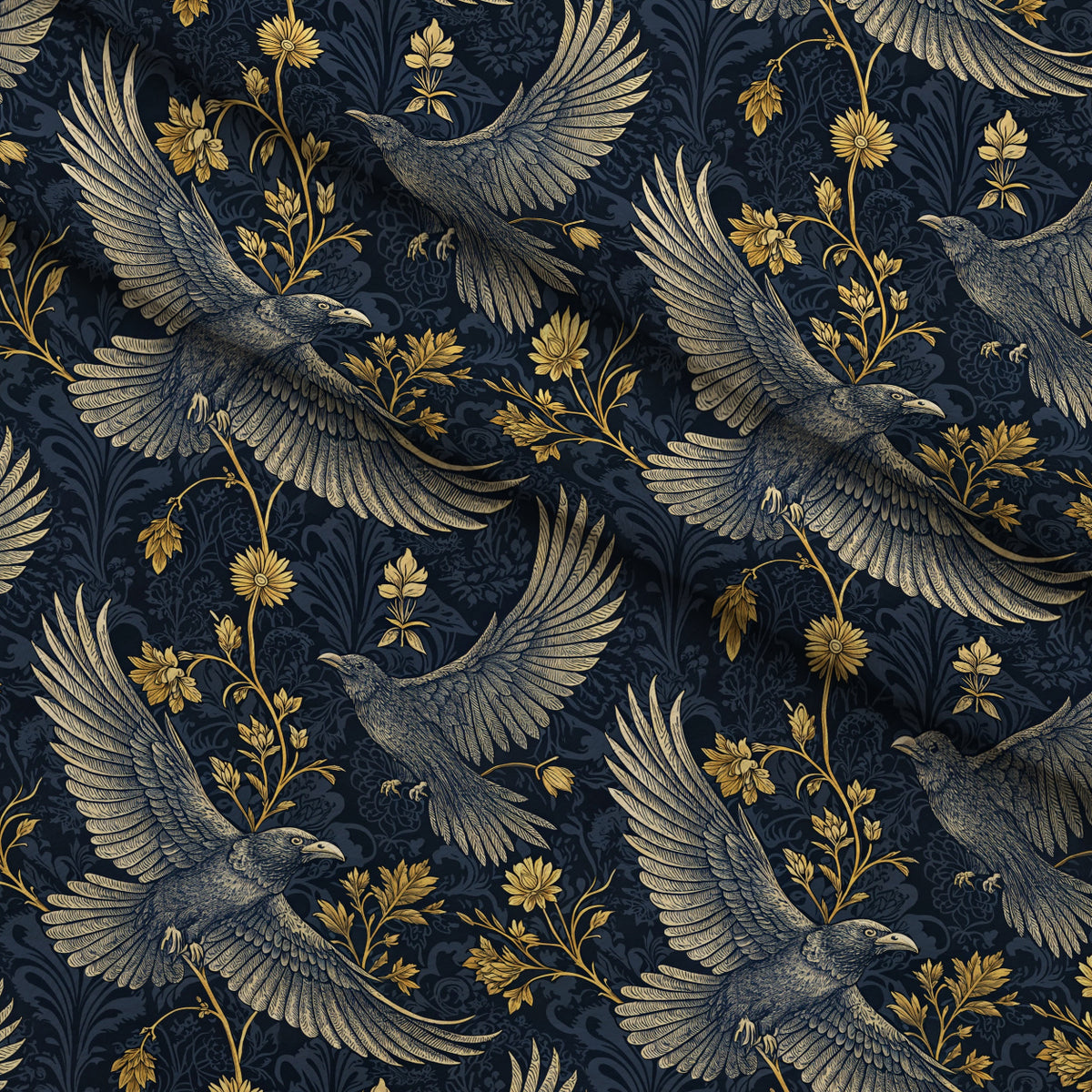 Gilded Falcons Pattern 14 Minky Fabric — plush minky folded close-up preview (mv-minky-v1:lying)