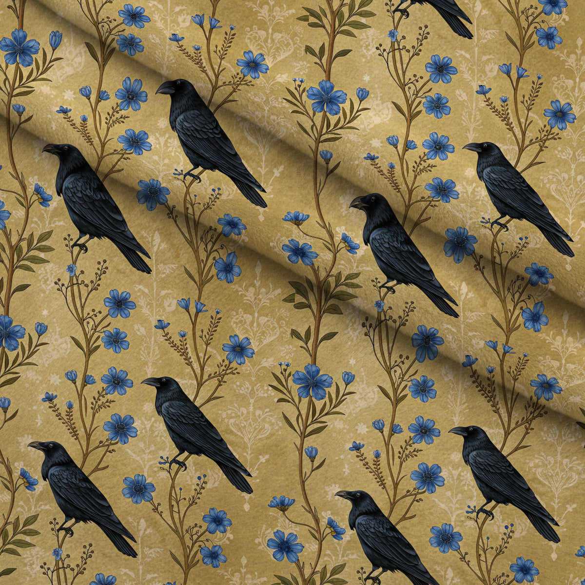 Gilded Falcons Pattern 20 Minky Fabric — plush minky folded close-up preview (mv-minky-v1:lying)