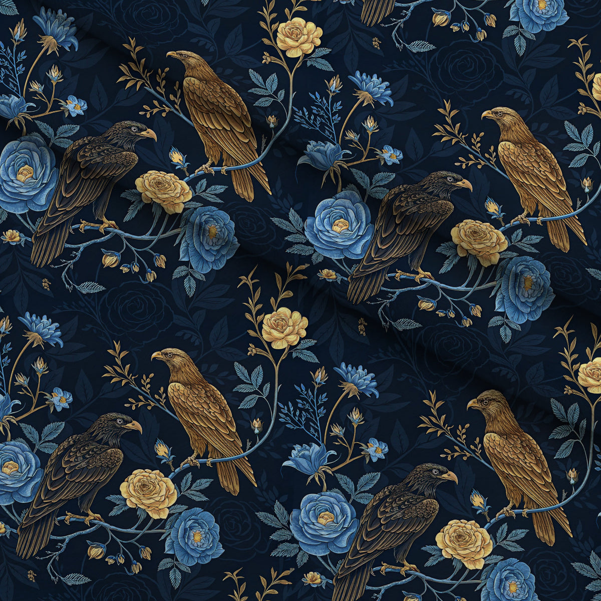 Gilded Falcons Pattern 26 Minky Fabric — plush minky folded close-up preview (mv-minky-v1:lying)