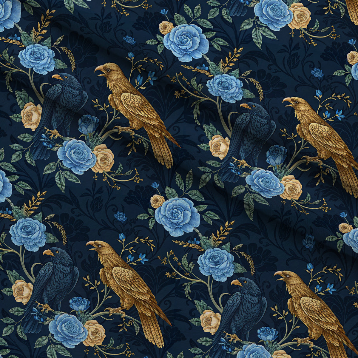 Gilded Falcons Pattern 27 Minky Fabric — plush minky folded close-up preview (mv-minky-v1:lying)