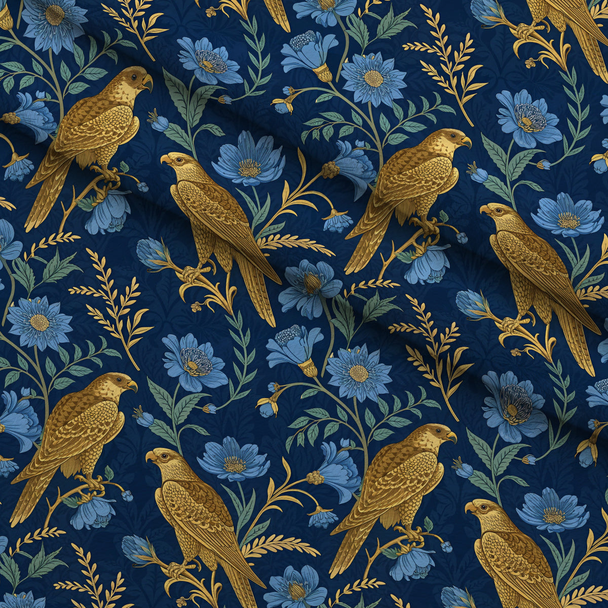 Gilded Falcons Pattern 28 Minky Fabric — plush minky folded close-up preview (mv-minky-v1:lying)
