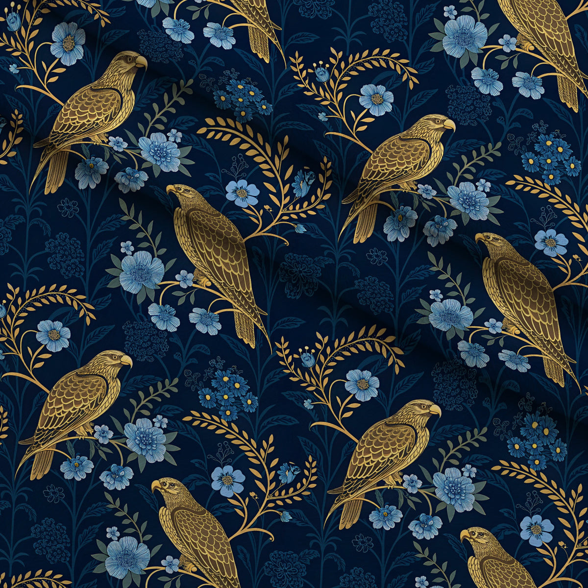 Gilded Falcons Pattern 30 Minky Fabric — plush minky folded close-up preview (mv-minky-v1:lying)