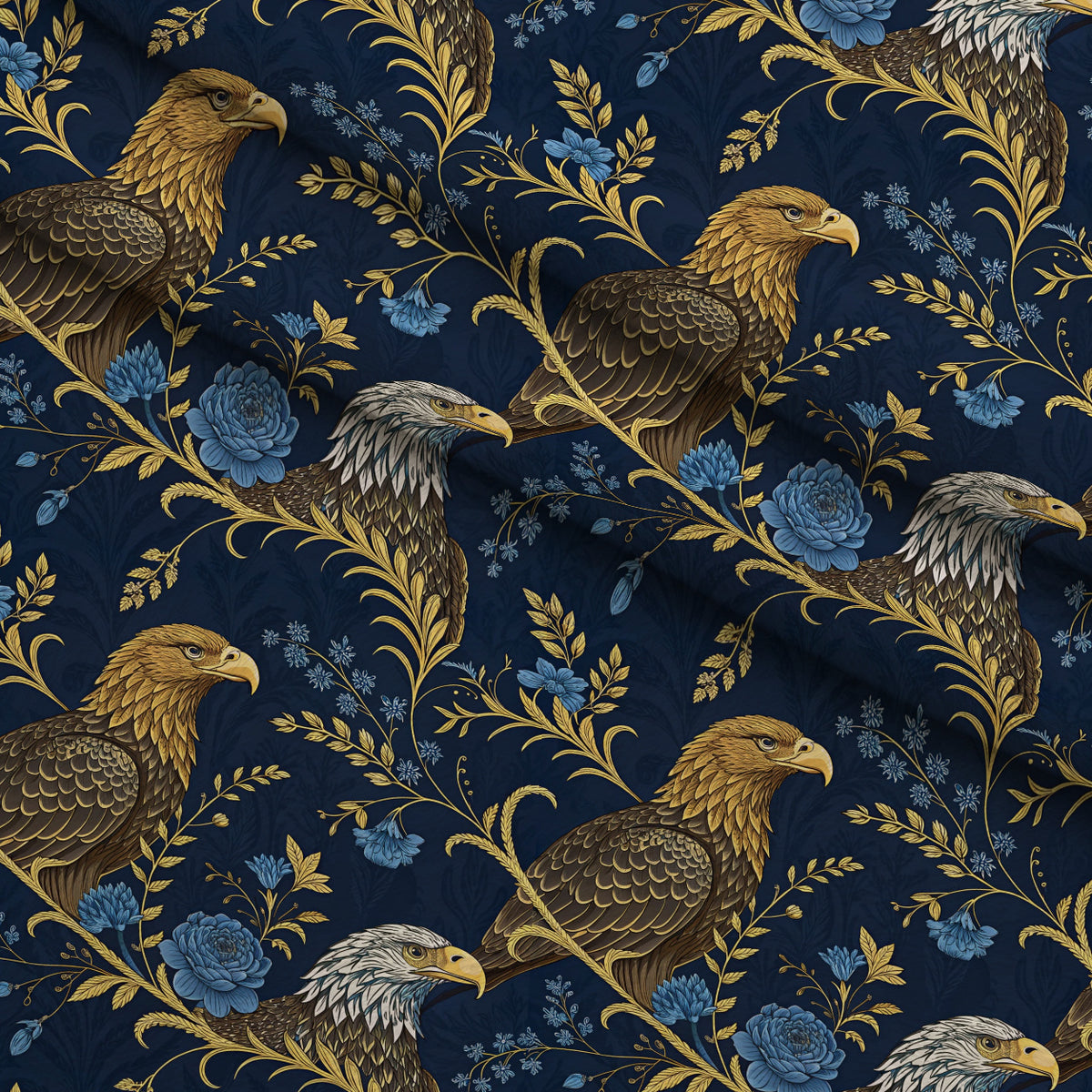 Gilded Falcons Pattern 6 Minky Fabric — plush minky folded close-up preview (mv-minky-v1:lying)