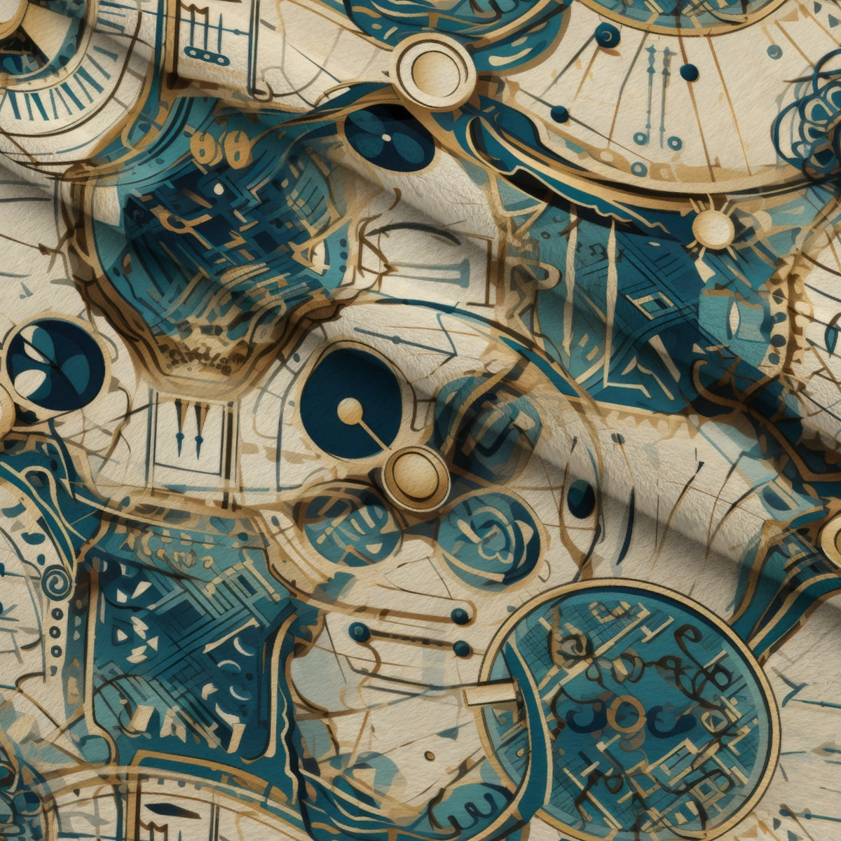 Gilded Gears Pattern 15 Minky Fabric — plush minky folded close-up preview (mv-minky-v1:lying)