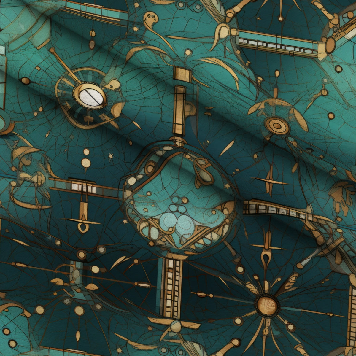 Gilded Gears Pattern 3 Minky Fabric — plush minky folded close-up preview (mv-minky-v1:lying)