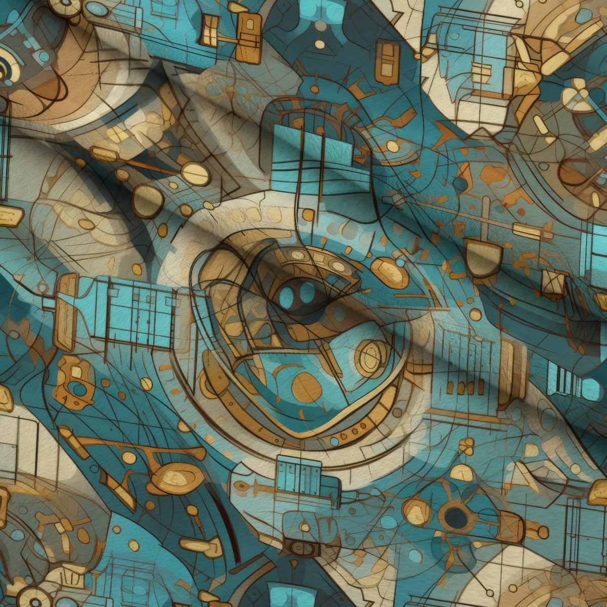 Gilded Gears Pattern 6 Minky Fabric — plush minky folded close-up preview (mv-minky-v1:lying)