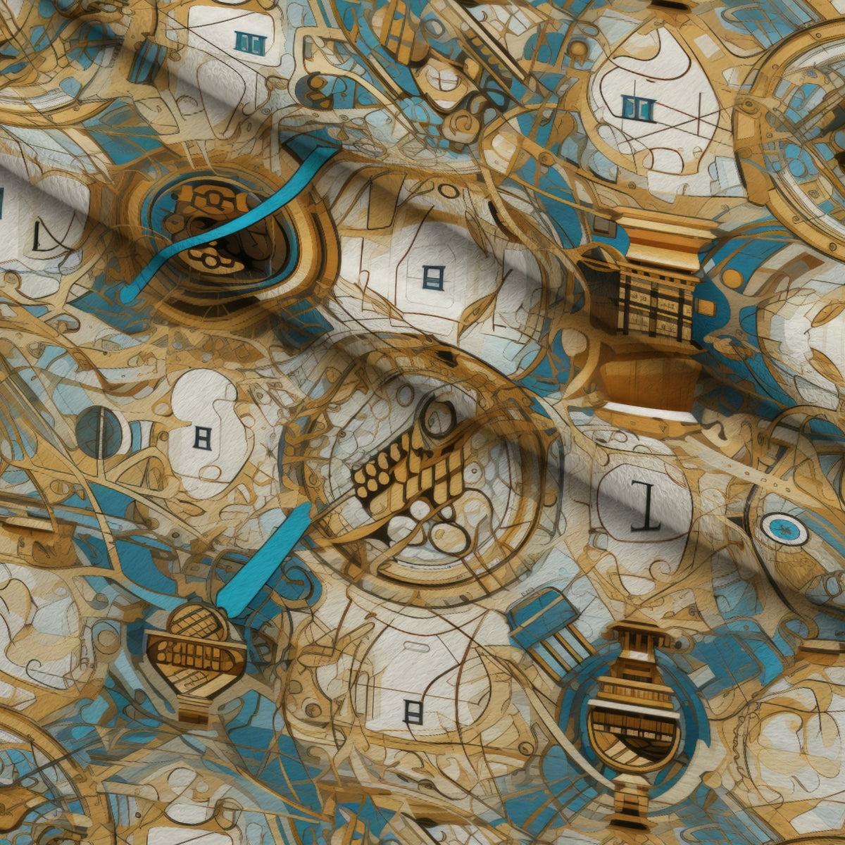 Gilded Gears Pattern 8 Minky Fabric — plush minky folded close-up preview (mv-minky-v1:lying)