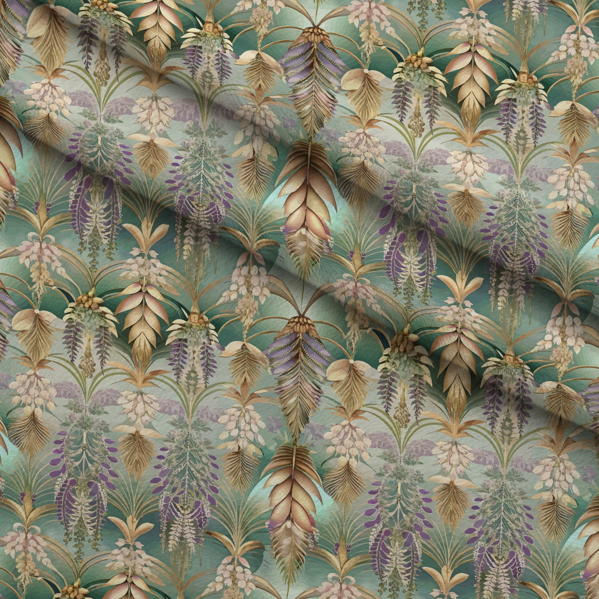 Gilded Jade Blooms Pattern 100 Minky Fabric — plush minky folded close-up preview (mv-minky-v1:lying)