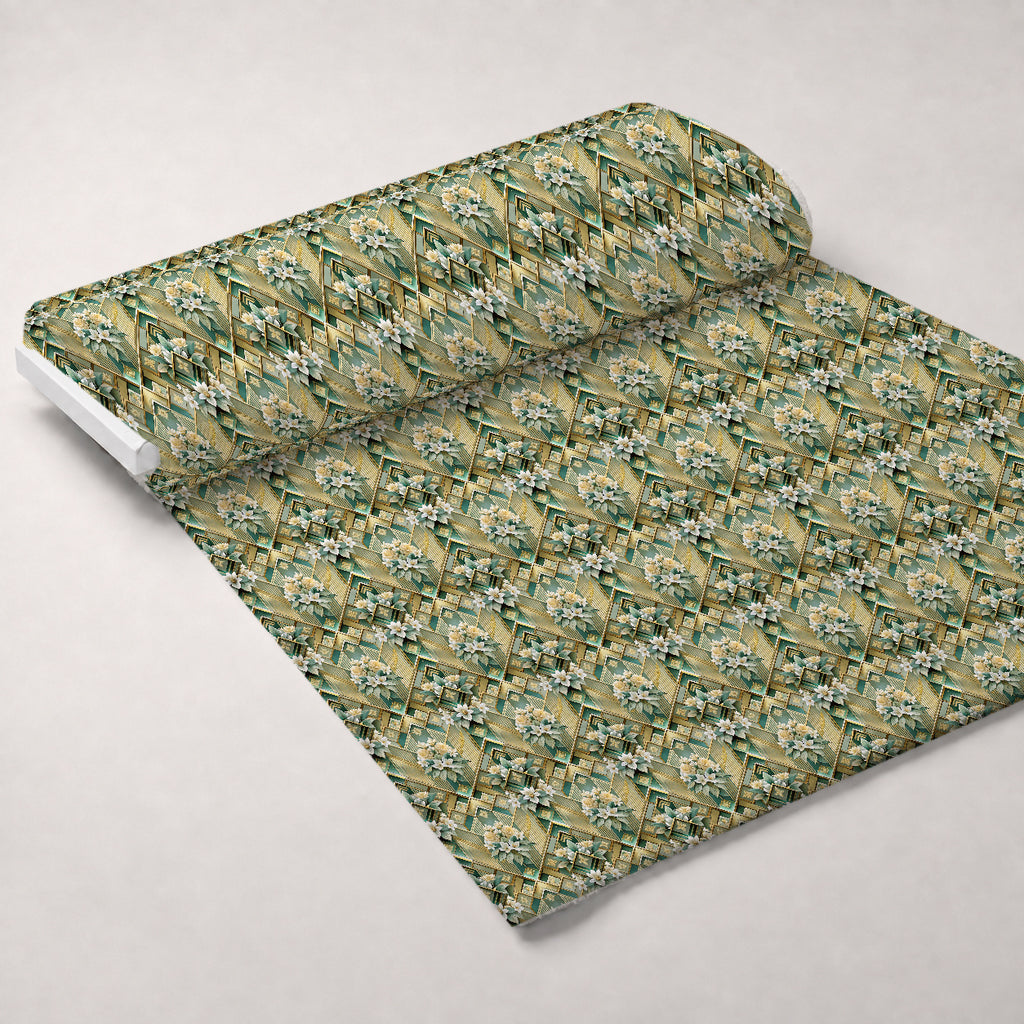 Gilded Jade Blooms Pattern 102 Minky Fabric — plush minky unrolled bolt preview (mv-minky-v1:bolt)