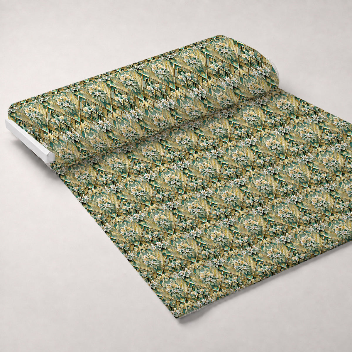 Gilded Jade Blooms Pattern 102 Minky Fabric — plush minky unrolled bolt preview (mv-minky-v1:bolt)