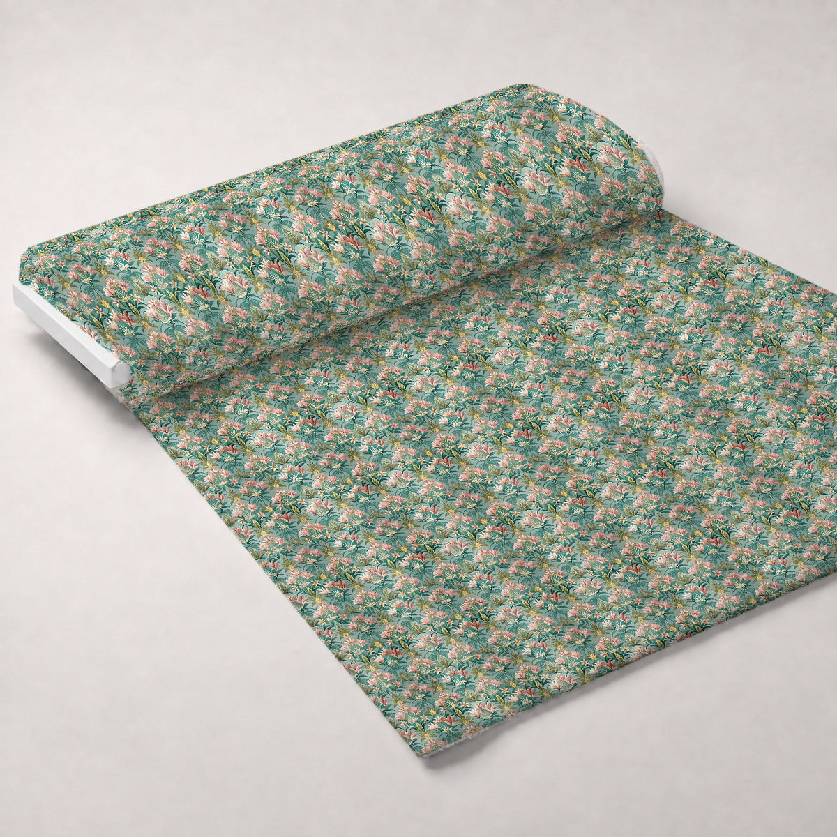 Gilded Jade Blooms Pattern 16 Minky Fabric — plush minky unrolled bolt preview (mv-minky-v1:bolt)