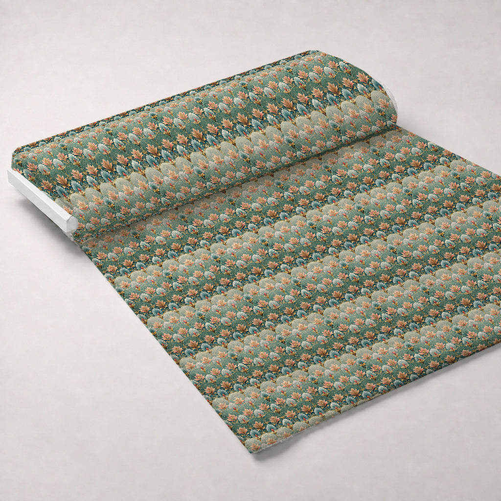 Gilded Jade Blooms Pattern 17 Minky Fabric — plush minky unrolled bolt preview (mv-minky-v1:bolt)