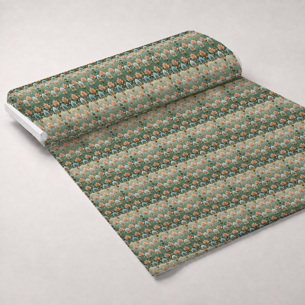 Gilded Jade Blooms Pattern 17 Minky Fabric — plush minky unrolled bolt preview (mv-minky-v1:bolt)