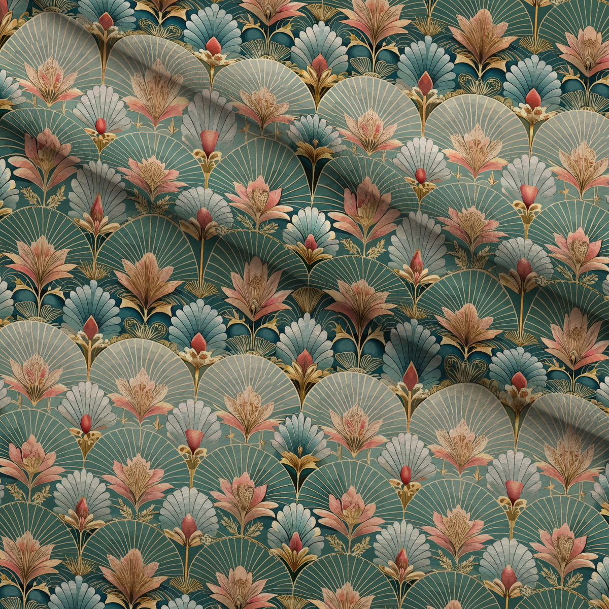 Gilded Jade Blooms Pattern 17 Minky Fabric — plush minky folded close-up preview (mv-minky-v1:lying)