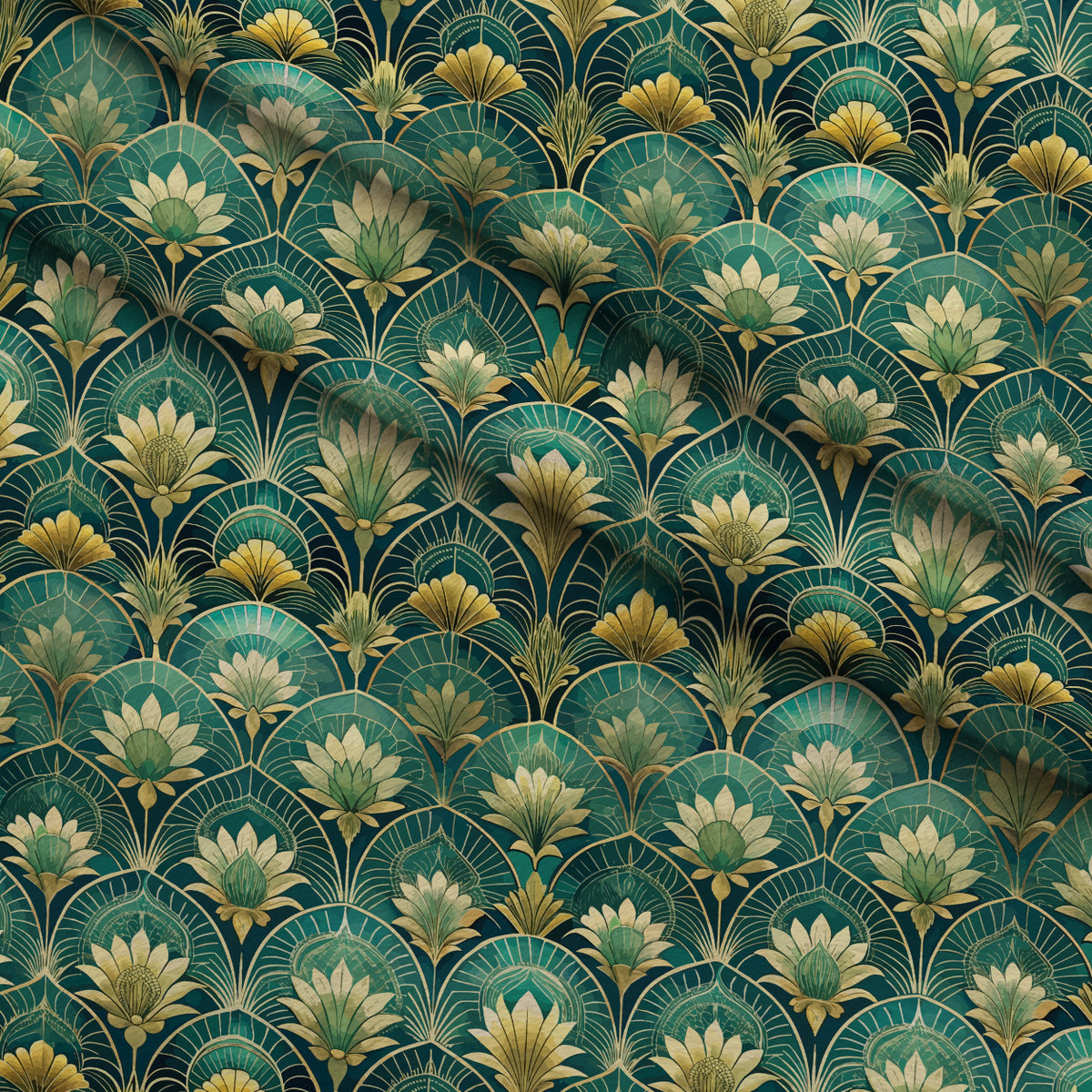 Gilded Jade Blooms Pattern 19 Minky Fabric — plush minky folded close-up preview (mv-minky-v1:lying)