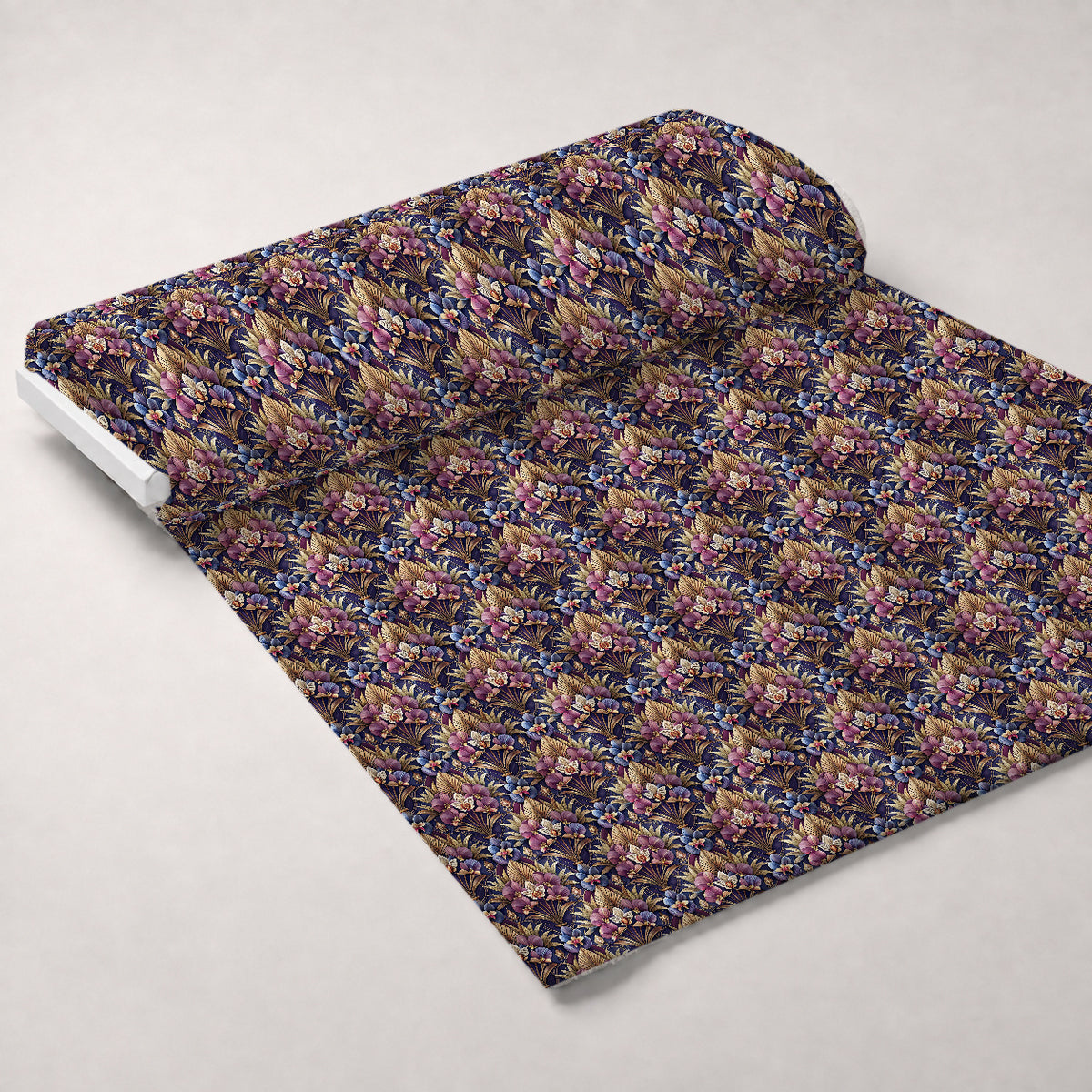 Gilded Jade Blooms Pattern 23 Minky Fabric — plush minky unrolled bolt preview (mv-minky-v1:bolt)
