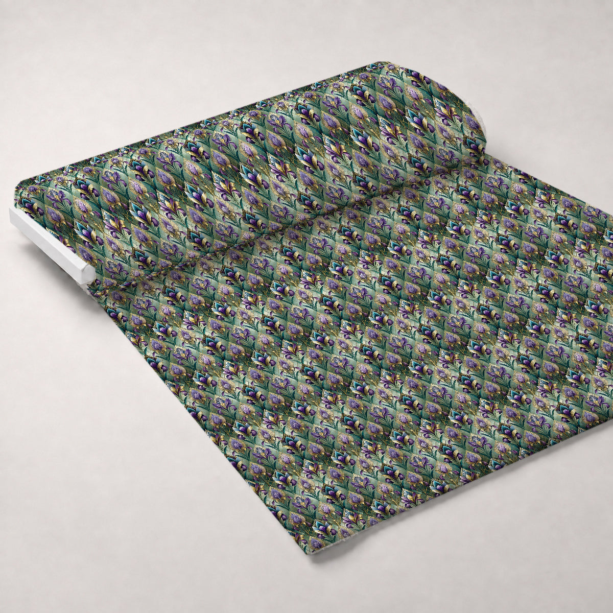 Gilded Jade Blooms Pattern 26 Minky Fabric — plush minky unrolled bolt preview (mv-minky-v1:bolt)