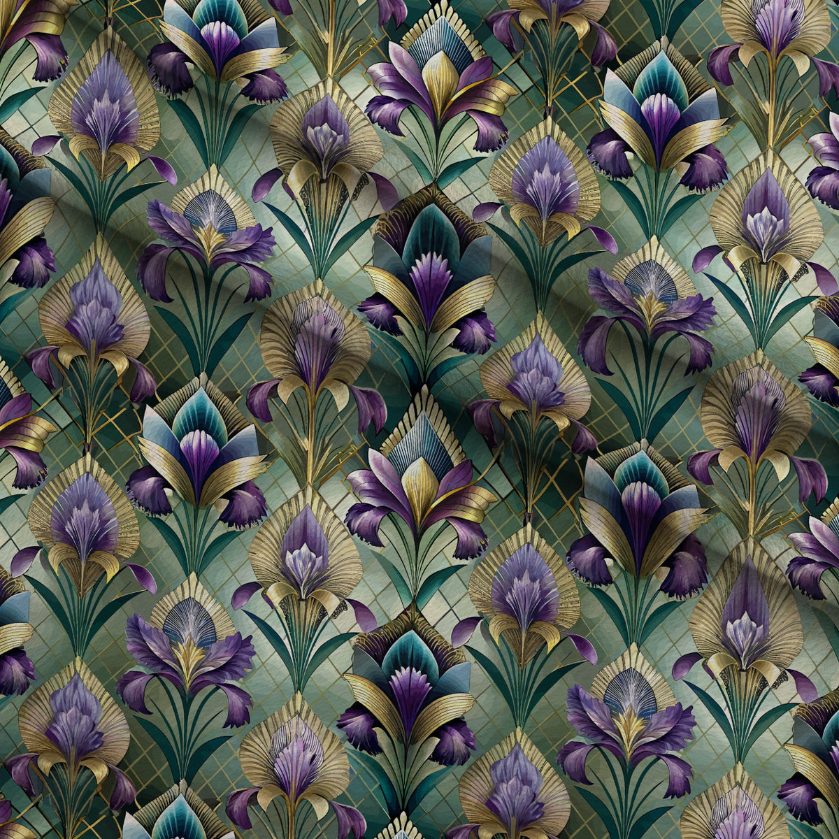 Gilded Jade Blooms Pattern 26 Minky Fabric — plush minky folded close-up preview (mv-minky-v1:lying)
