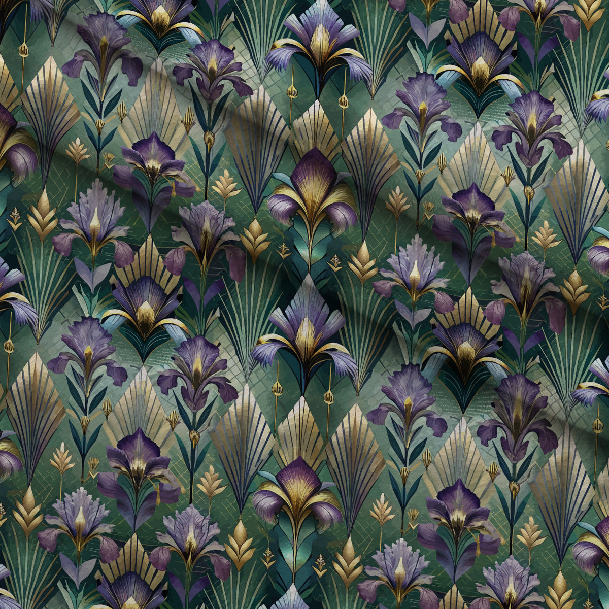 Gilded Jade Blooms Pattern 27 Minky Fabric — plush minky folded close-up preview (mv-minky-v1:lying)