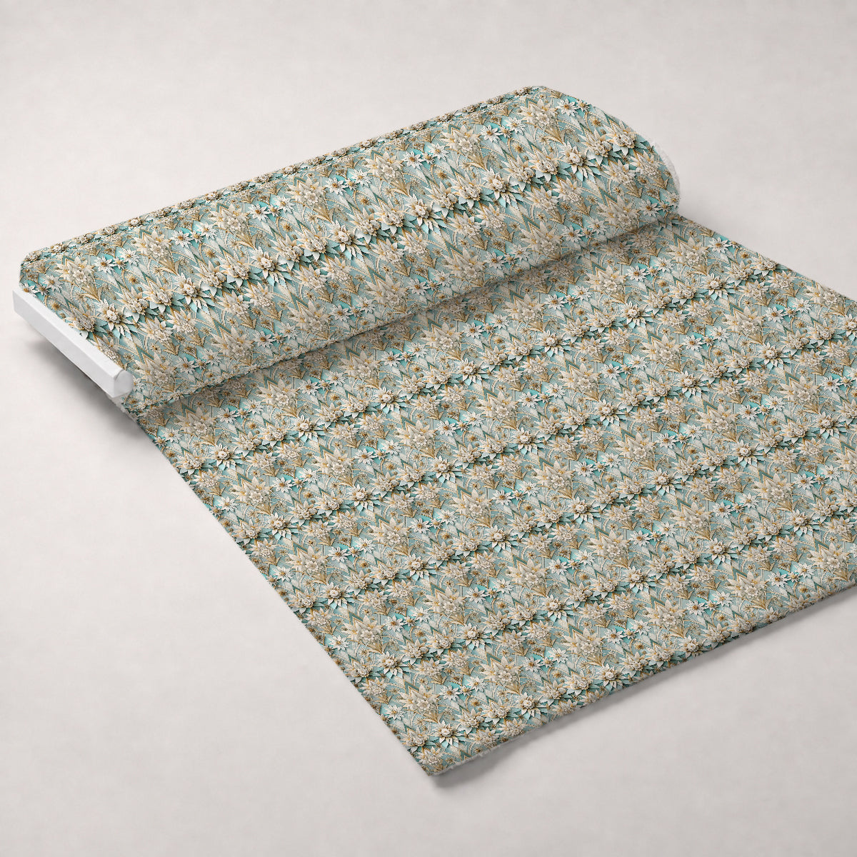 Gilded Jade Blooms Pattern 3 Minky Fabric — plush minky unrolled bolt preview (mv-minky-v1:bolt)