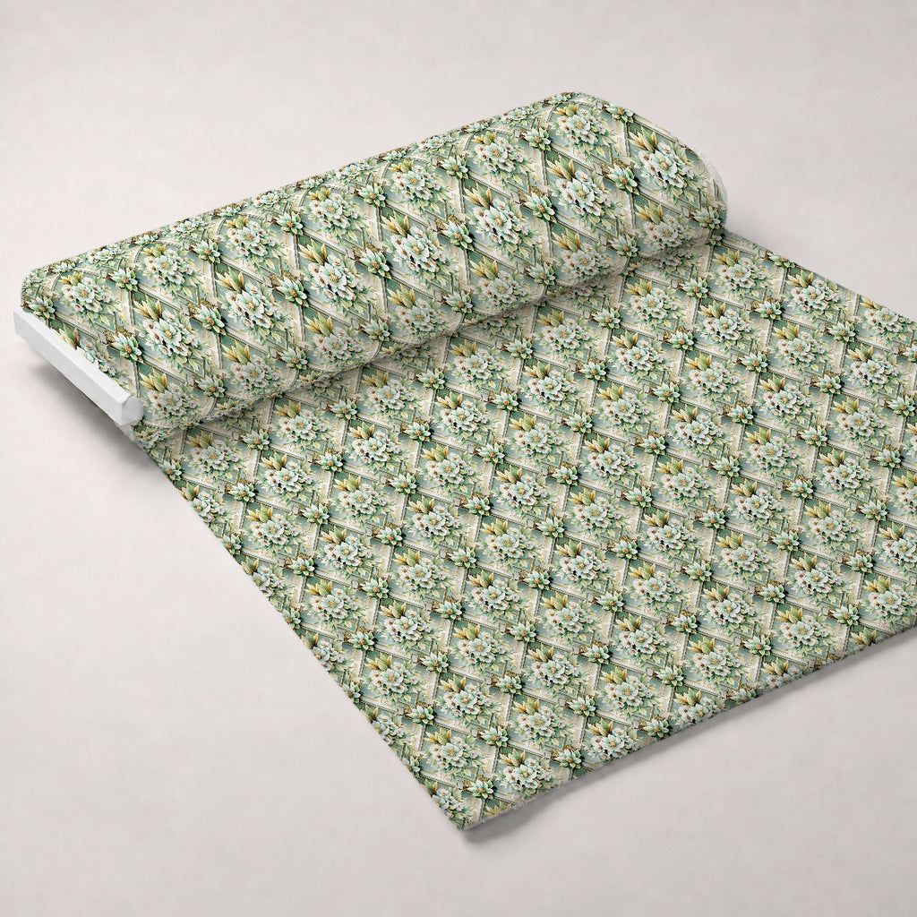 Gilded Jade Blooms Pattern 40 Minky Fabric — plush minky unrolled bolt preview (mv-minky-v1:bolt)