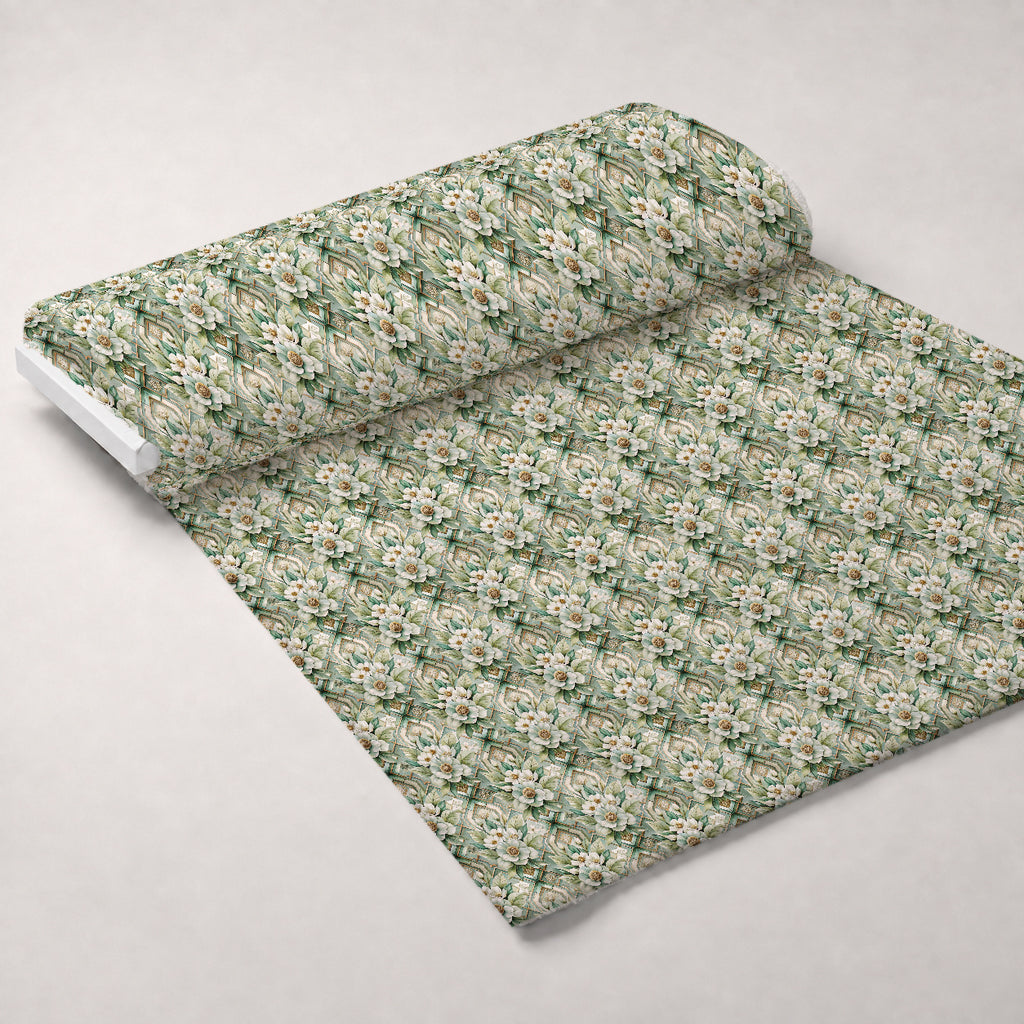 Gilded Jade Blooms Pattern 41 Minky Fabric — plush minky unrolled bolt preview (mv-minky-v1:bolt)