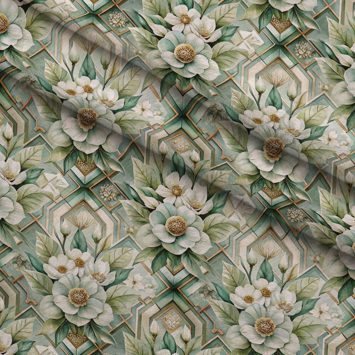 Gilded Jade Blooms Pattern 41 Minky Fabric — plush minky folded close-up preview (mv-minky-v1:lying)