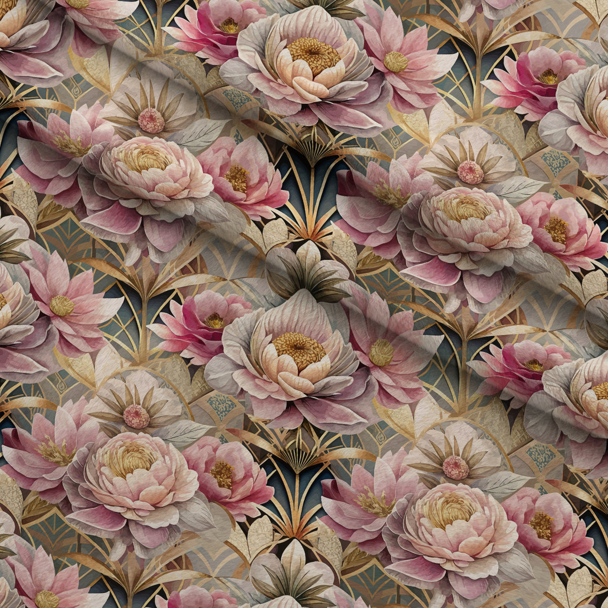 Gilded Jade Blooms Pattern 49 Minky Fabric — plush minky folded close-up preview (mv-minky-v1:lying)
